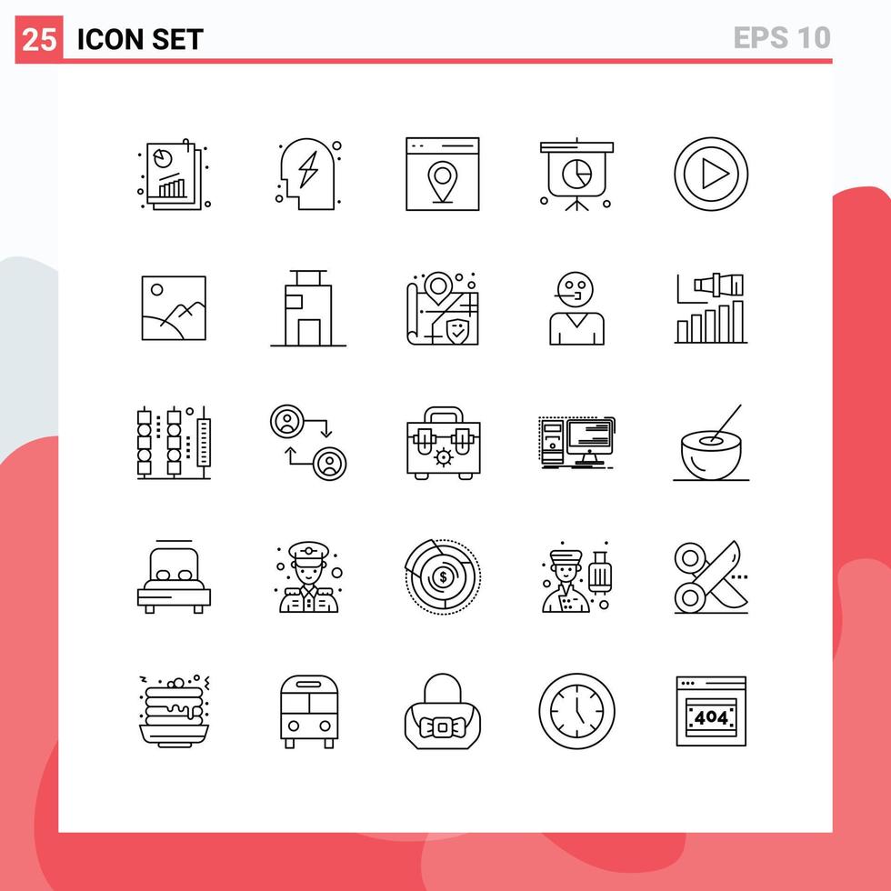 conjunto do 25 moderno ui ícones símbolos sinais para multimídia apresentação poder gráfico do utilizador editável vetor Projeto elementos