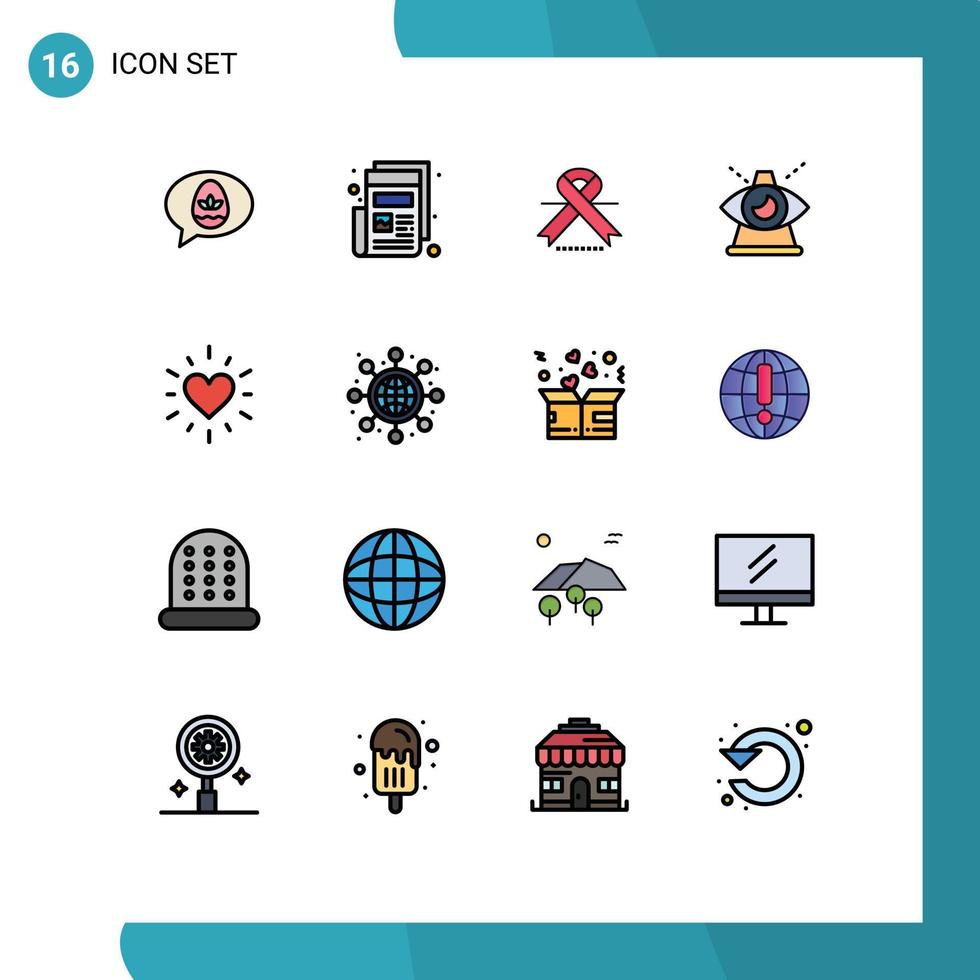 16 temático vetor plano cor preenchidas linhas e editável símbolos do coração do Câncer moderno o negócio editável criativo vetor Projeto elementos