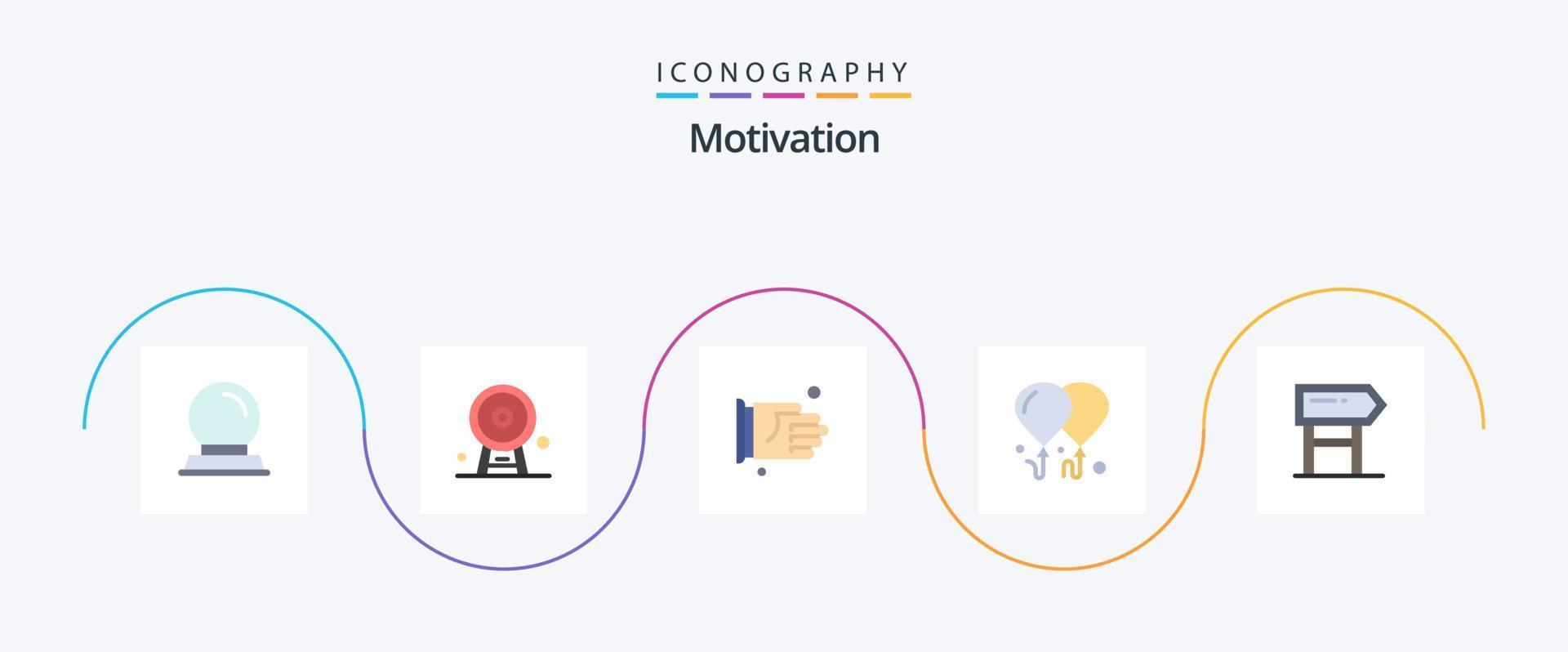 motivação plano 5 ícone pacote Incluindo borda. motivação. voar. escritório vetor