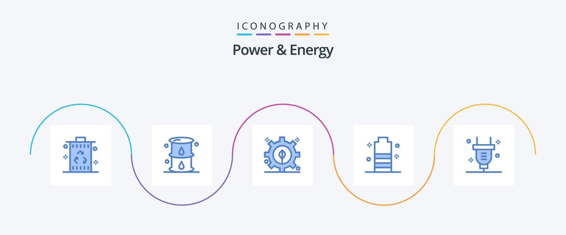 poder e energia azul 5 ícone pacote Incluindo poder. energia. óleo. carregando. poder vetor