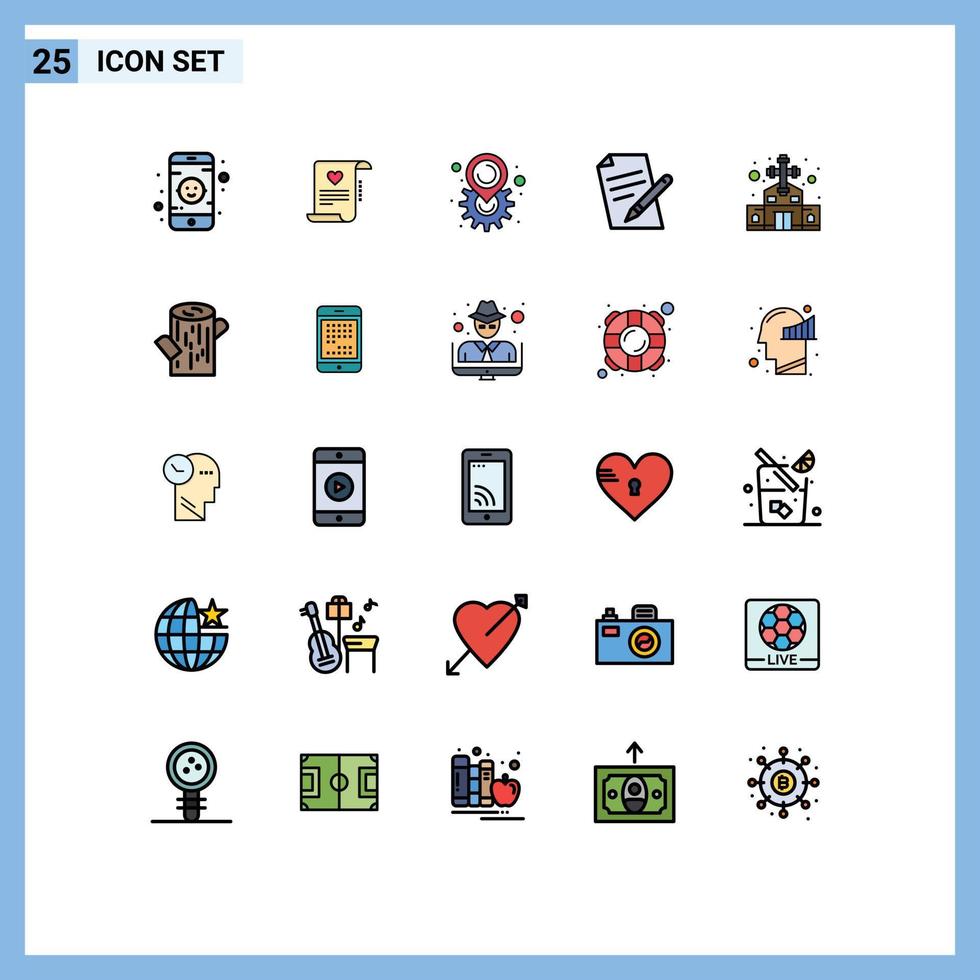 do utilizador interface pacote do 25 básico preenchidas linha plano cores do católico lápis engrenagem caneta Arquivo editável vetor Projeto elementos