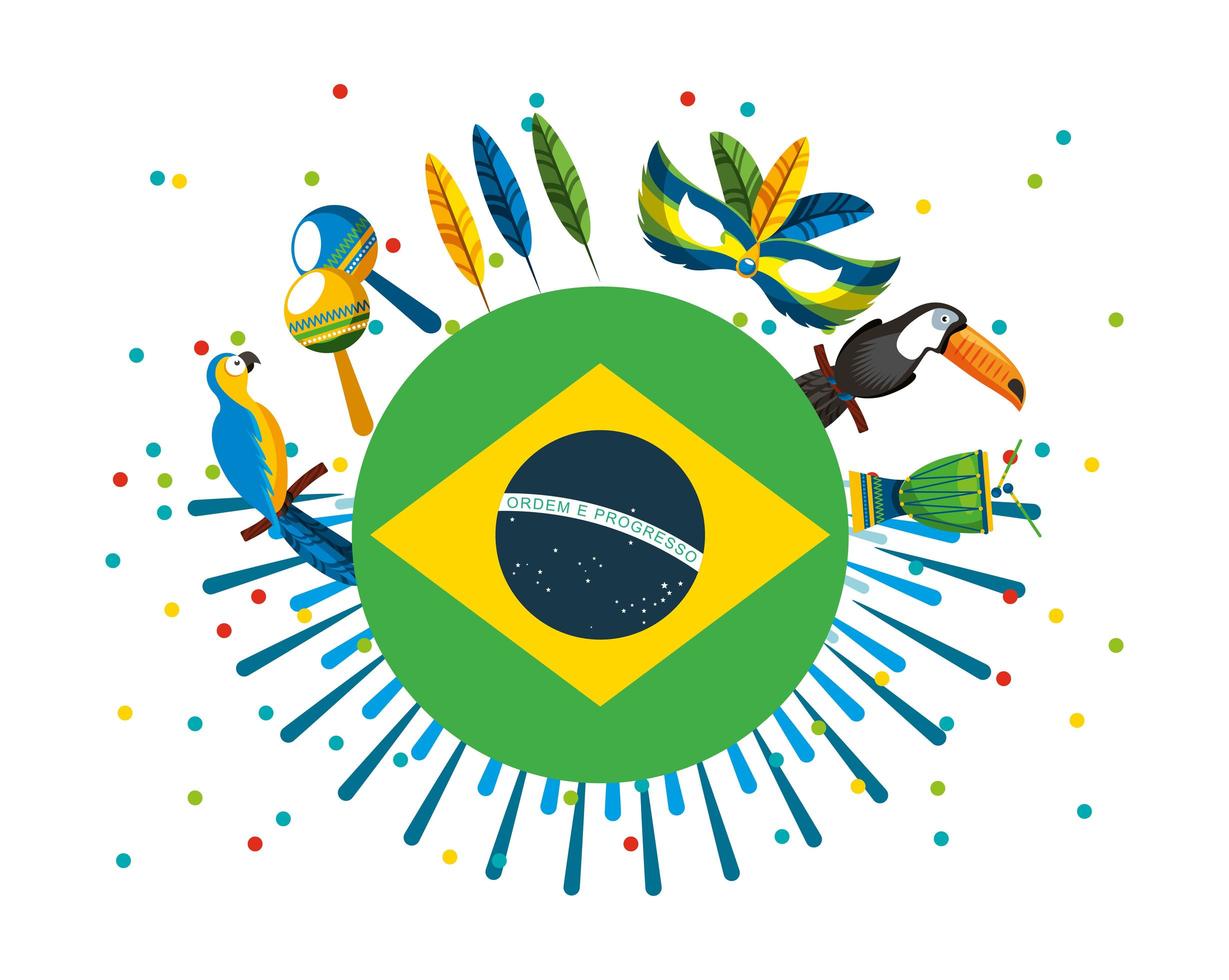 celebração do carnaval brasileiro com bandeira vetor