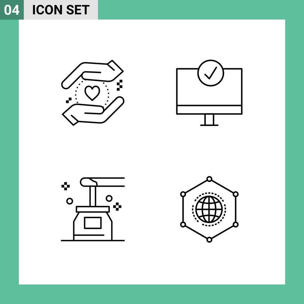 universal ícone símbolos grupo do 4 moderno linha preenchida plano cores do o negócio querida computadores gadget spa editável vetor Projeto elementos