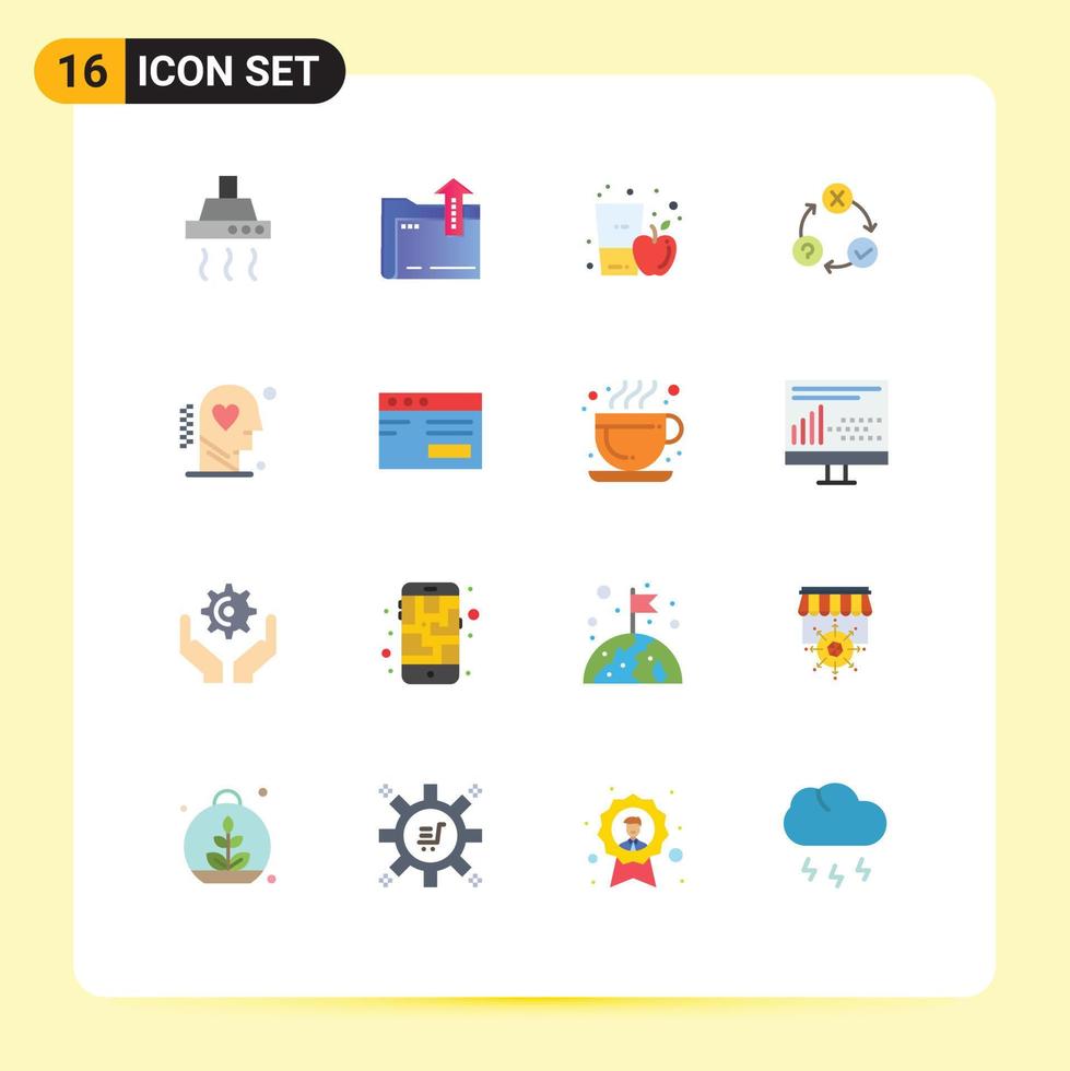 grupo do 16 plano cores sinais e símbolos para realização problemas maçã fluxo suco editável pacote do criativo vetor Projeto elementos