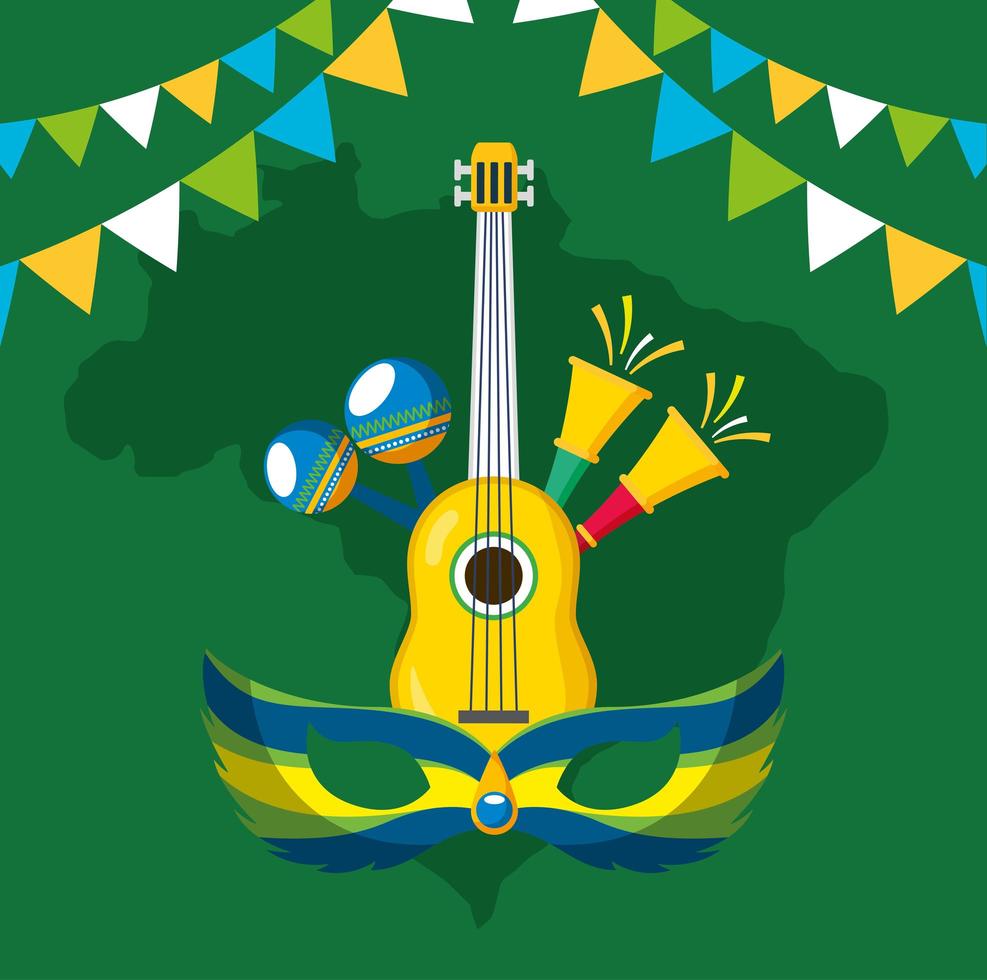 celebração do carnaval brasileiro com instrumentos musicais vetor