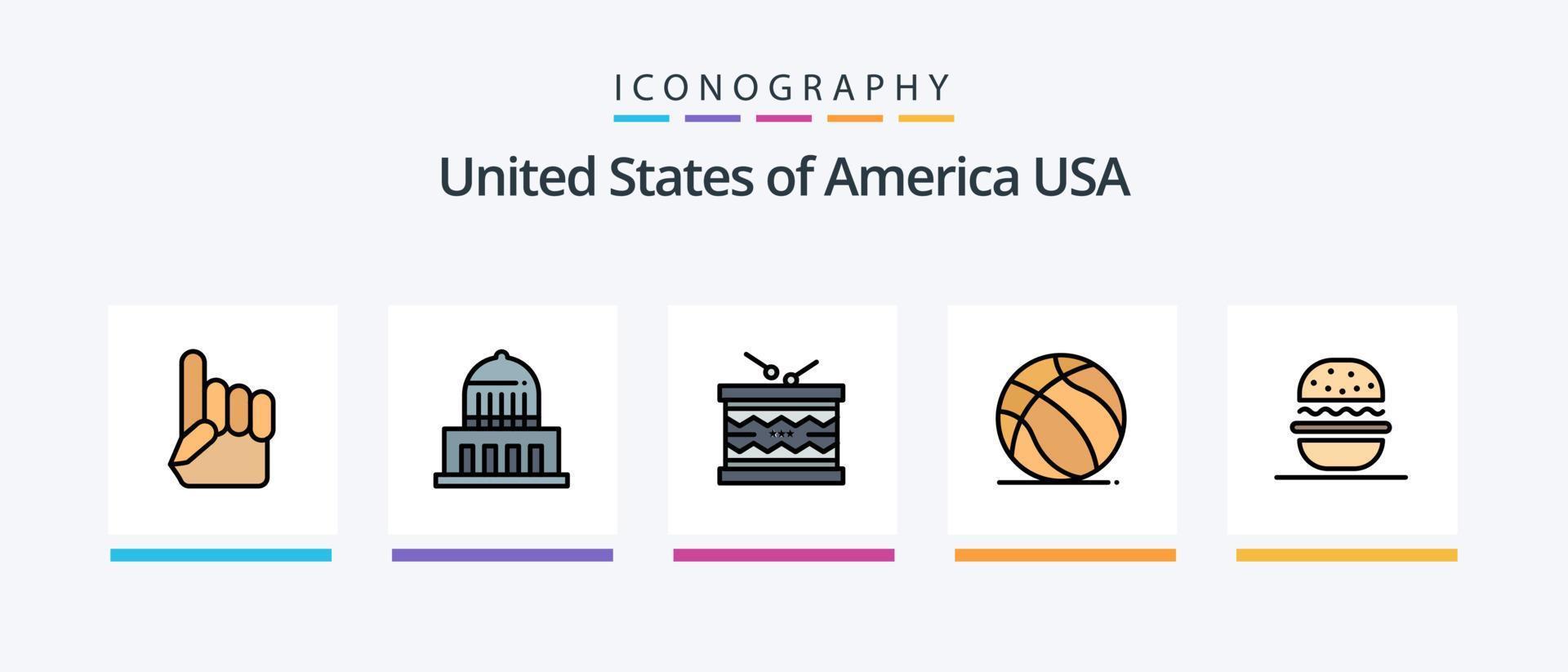 EUA linha preenchidas 5 ícone pacote Incluindo bandeira. cara. abóbora. EUA. cidade. criativo ícones Projeto vetor