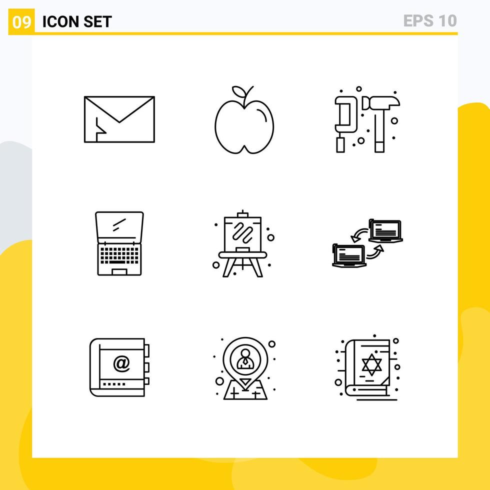conjunto do 9 moderno ui ícones símbolos sinais para computador portátil monitor estude computador engrenagem editável vetor Projeto elementos