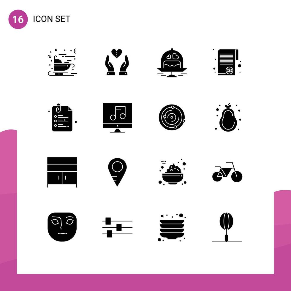 16 criativo ícones moderno sinais e símbolos do impostos dinheiro amor finança amor editável vetor Projeto elementos