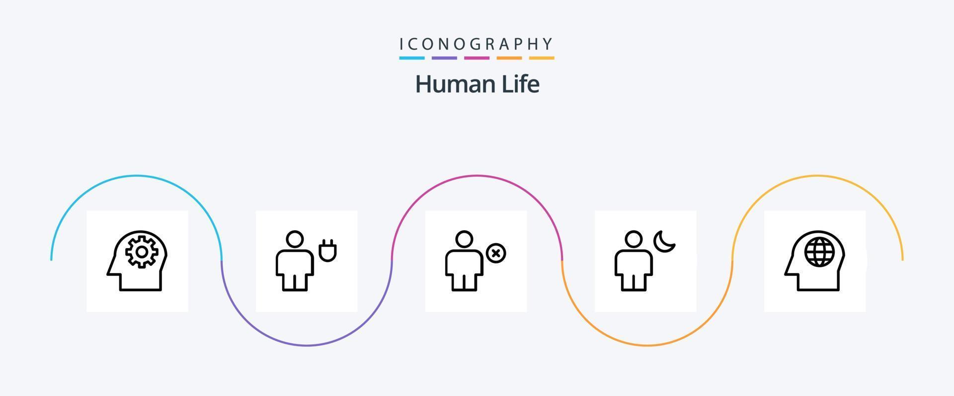 humano linha 5 ícone pacote Incluindo noite. humano. avatar. corpo. menos vetor