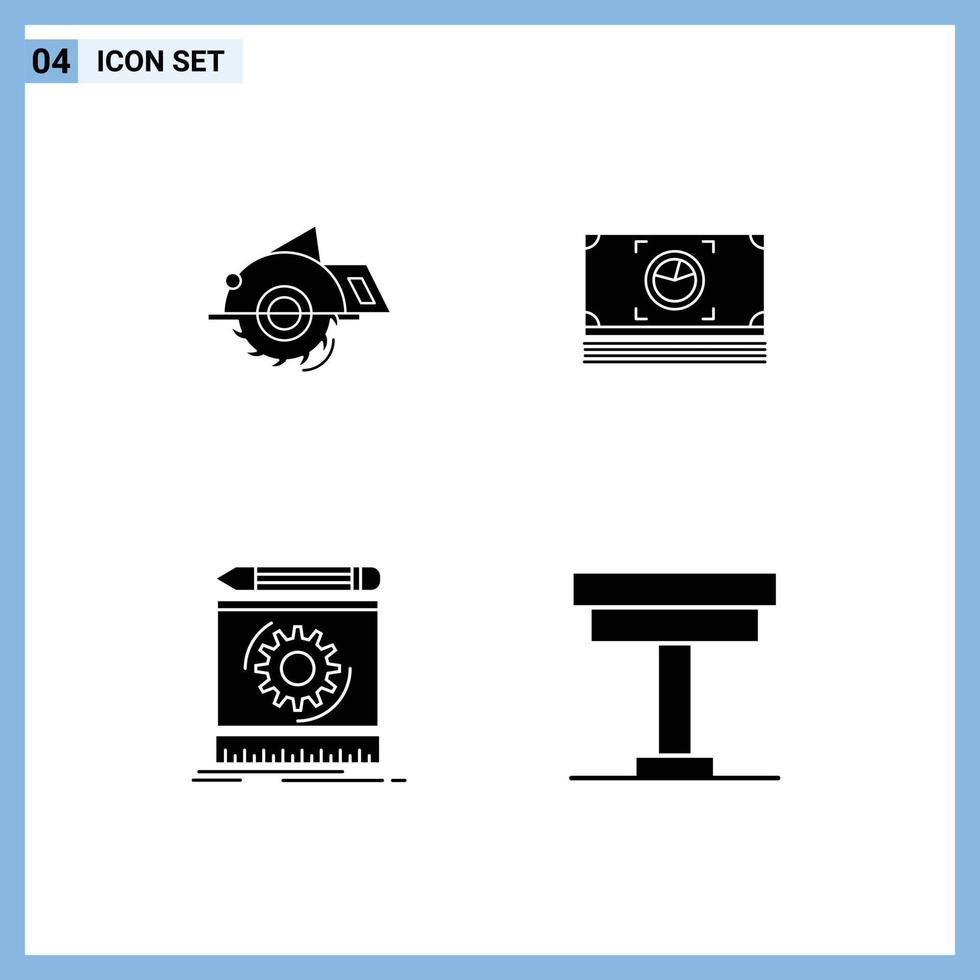 conjunto do 4 moderno ui ícones símbolos sinais para Serra esboço, projeto construção agrupar processo editável vetor Projeto elementos