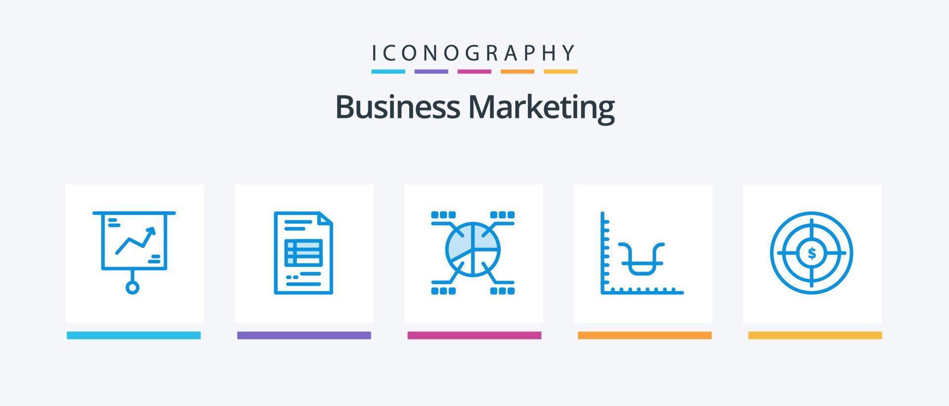 o negócio marketing azul 5 ícone pacote Incluindo gráfico. negócios. negócios. torta. criativo ícones Projeto vetor