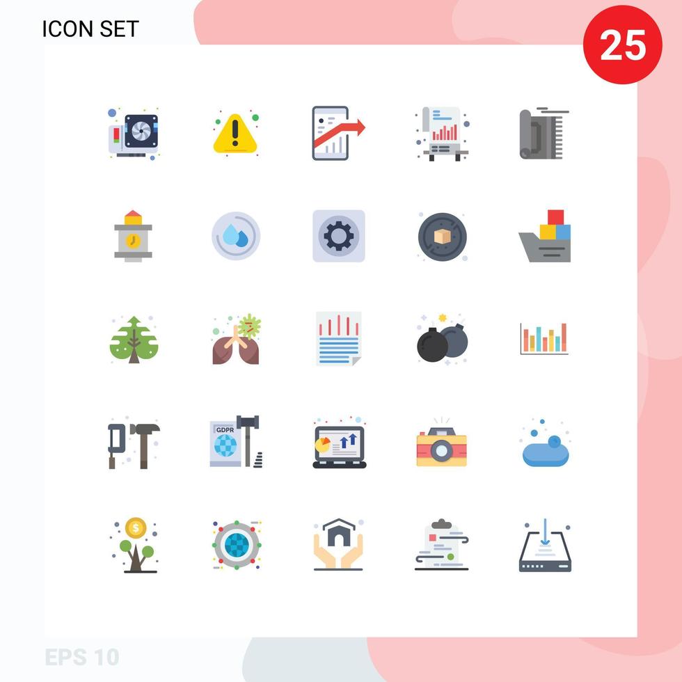 moderno conjunto do 25 plano cores pictograma do tapete Lista seta documentos Smartphone editável vetor Projeto elementos