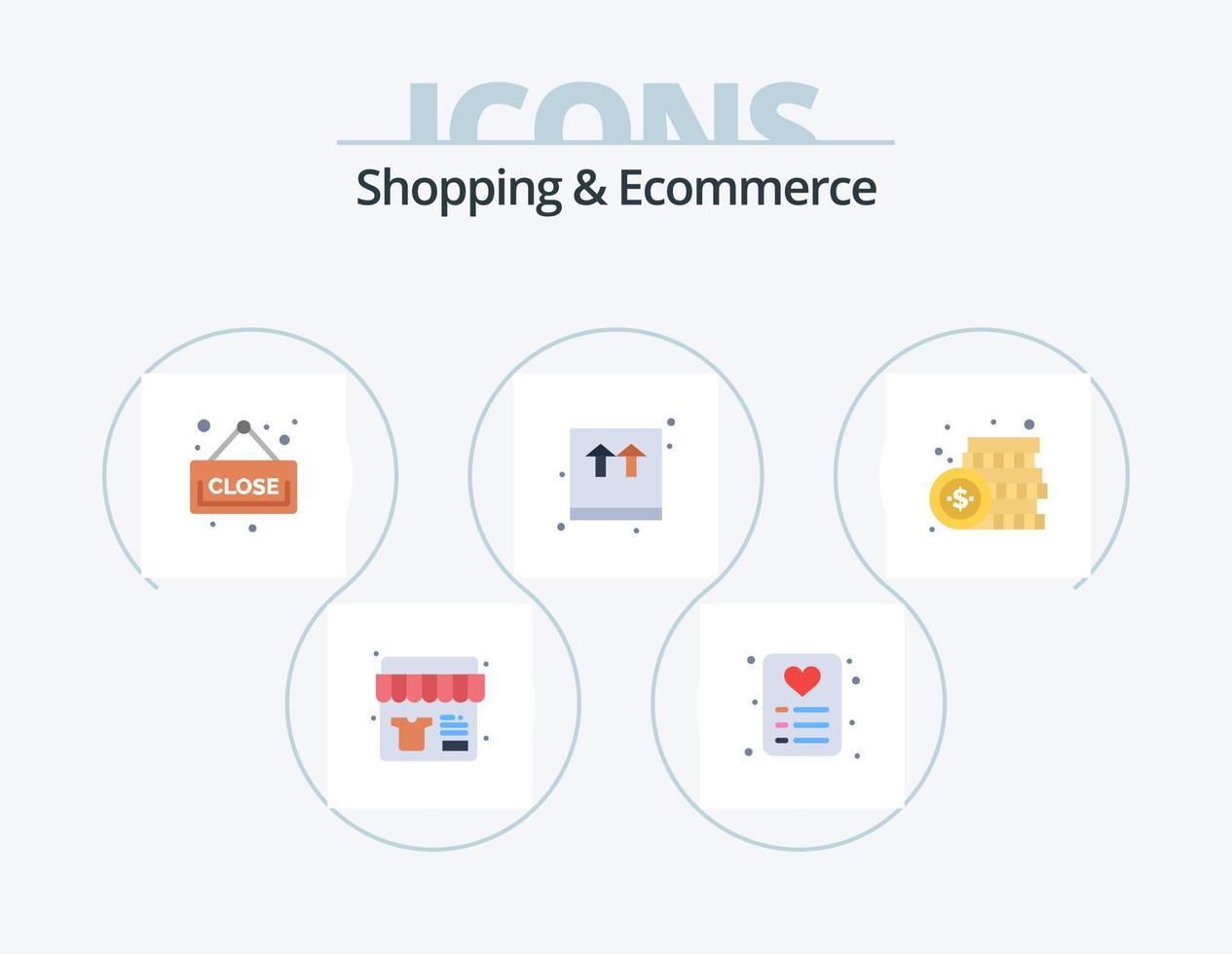 compras e comércio eletrônico plano ícone pacote 5 ícone Projeto. dinheiro. moeda. borda. moeda. pacote vetor