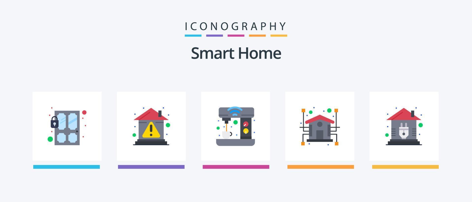 inteligente casa plano 5 ícone pacote Incluindo casa. automação. lar. cozinha. bebida. criativo ícones Projeto vetor