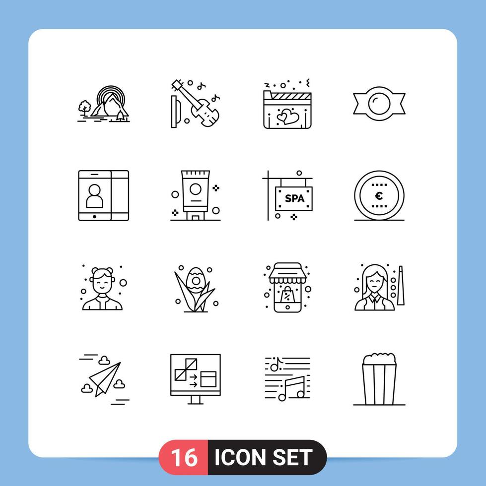 conjunto do 16 moderno ui ícones símbolos sinais para célula doce violino doce filme editável vetor Projeto elementos