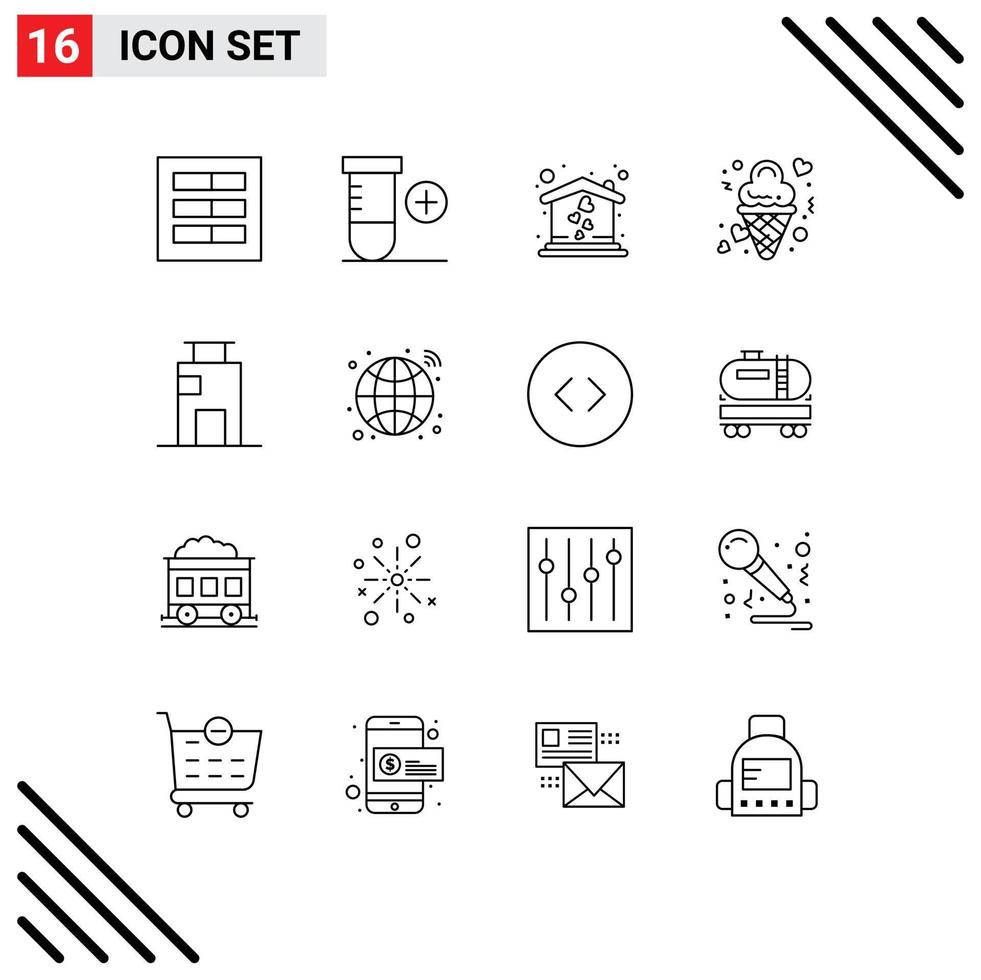 16 criativo ícones moderno sinais e símbolos do apartamento especial casa amor gelo editável vetor Projeto elementos