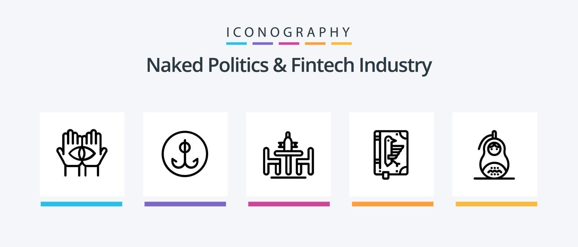 nu política e fintech indústria linha 5 ícone pacote Incluindo livro. gancho. anúncio. pescaria. notícias. criativo ícones Projeto vetor