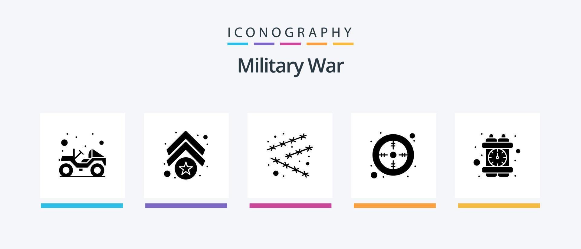 militares guerra glifo 5 ícone pacote Incluindo investigação. visão. fronteira. ponto. mirar. criativo ícones Projeto vetor