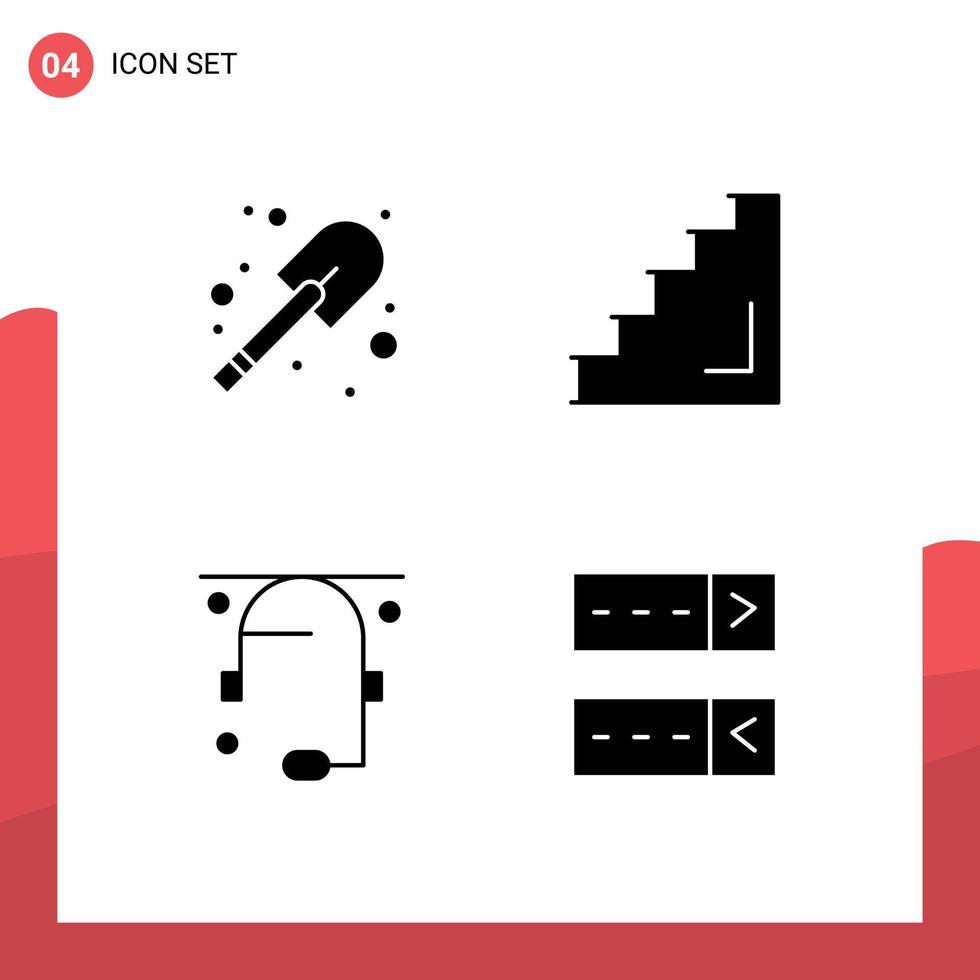 do utilizador interface pacote do 4 básico sólido glifos do construção conversação chão etapa Apoio, suporte editável vetor Projeto elementos