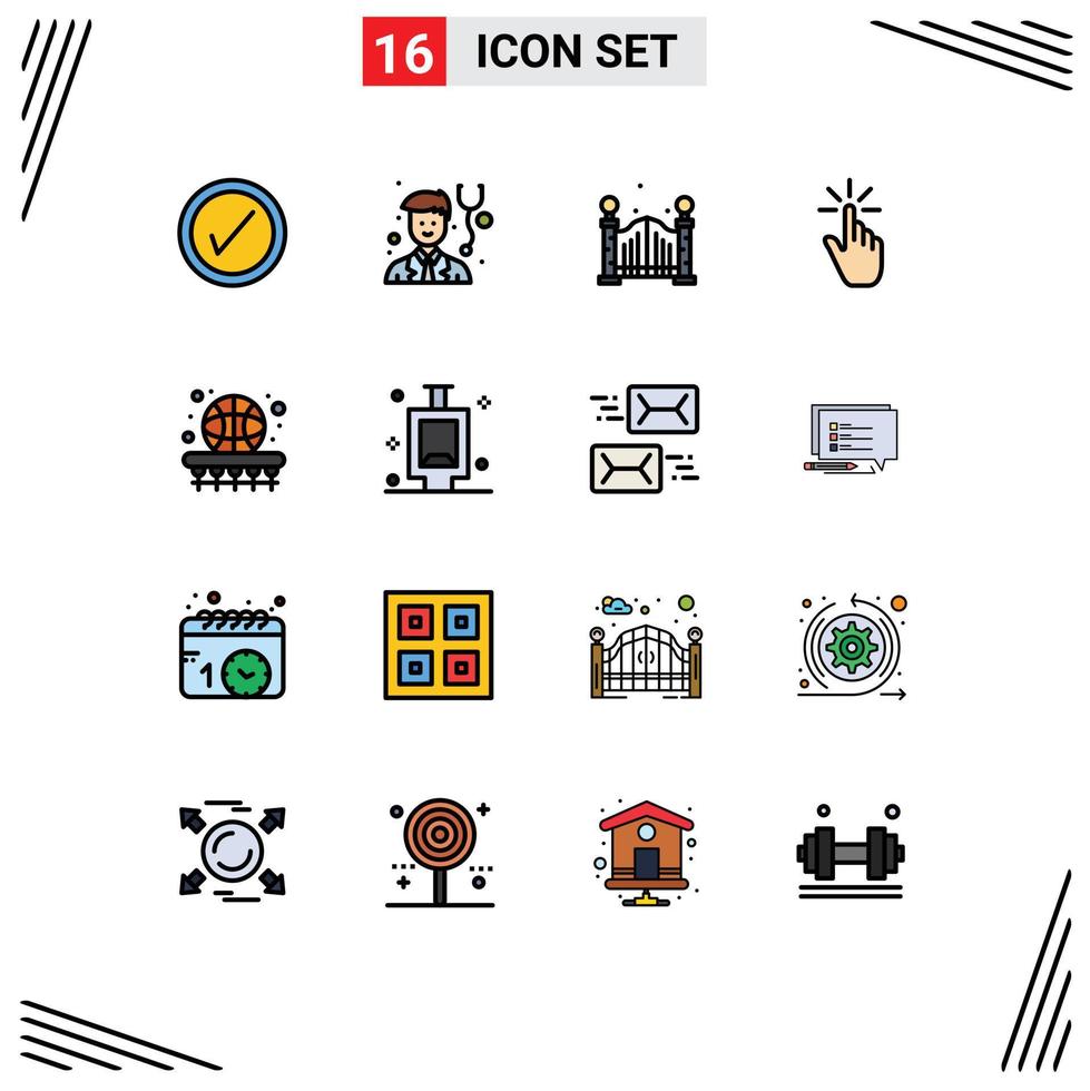 estoque vetor ícone pacote do 16 linha sinais e símbolos para basquetebol bola ponte toque gestos editável criativo vetor Projeto elementos