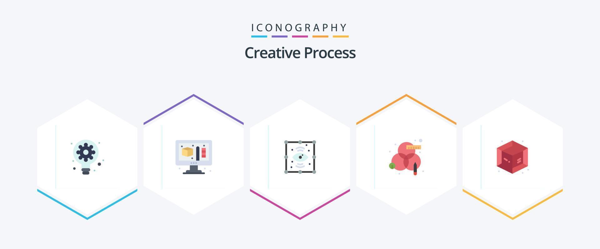 criativo processo 25 plano ícone pacote Incluindo objeto. criativo. processo. Projeto. processo vetor