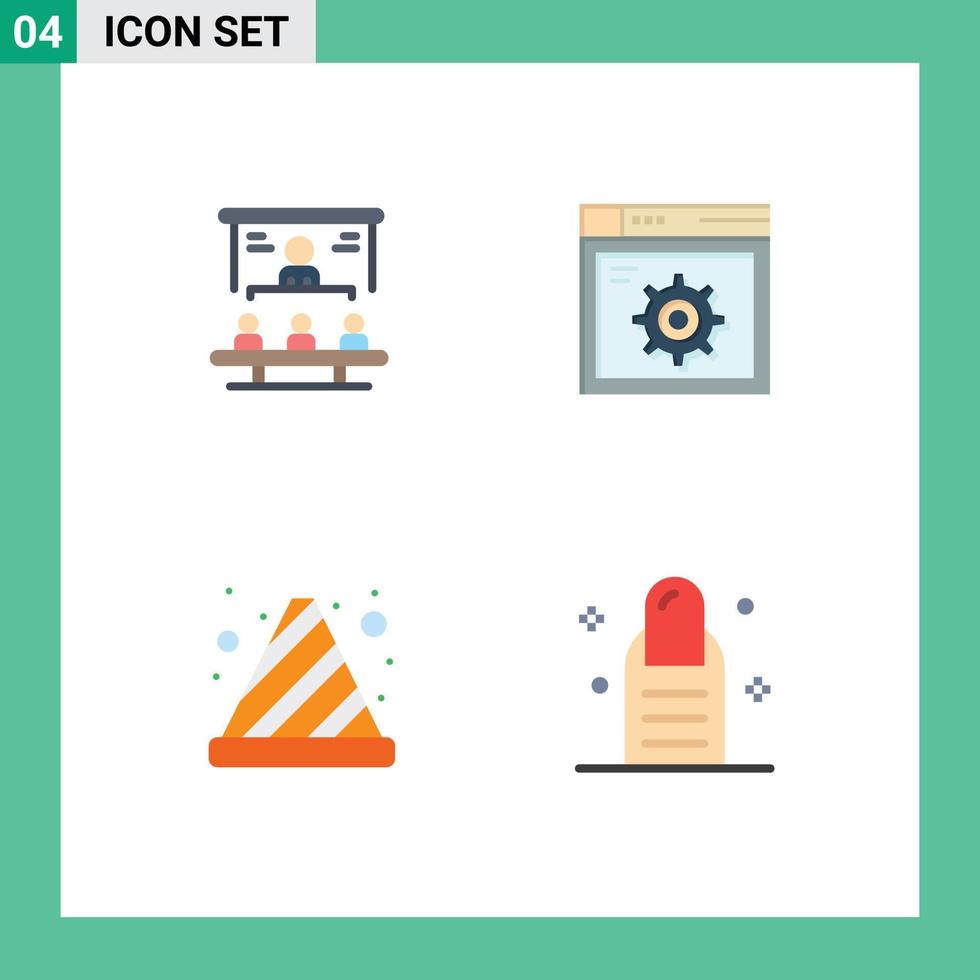 pictograma conjunto do 4 simples plano ícones do o negócio cone pessoas configuração Pare editável vetor Projeto elementos