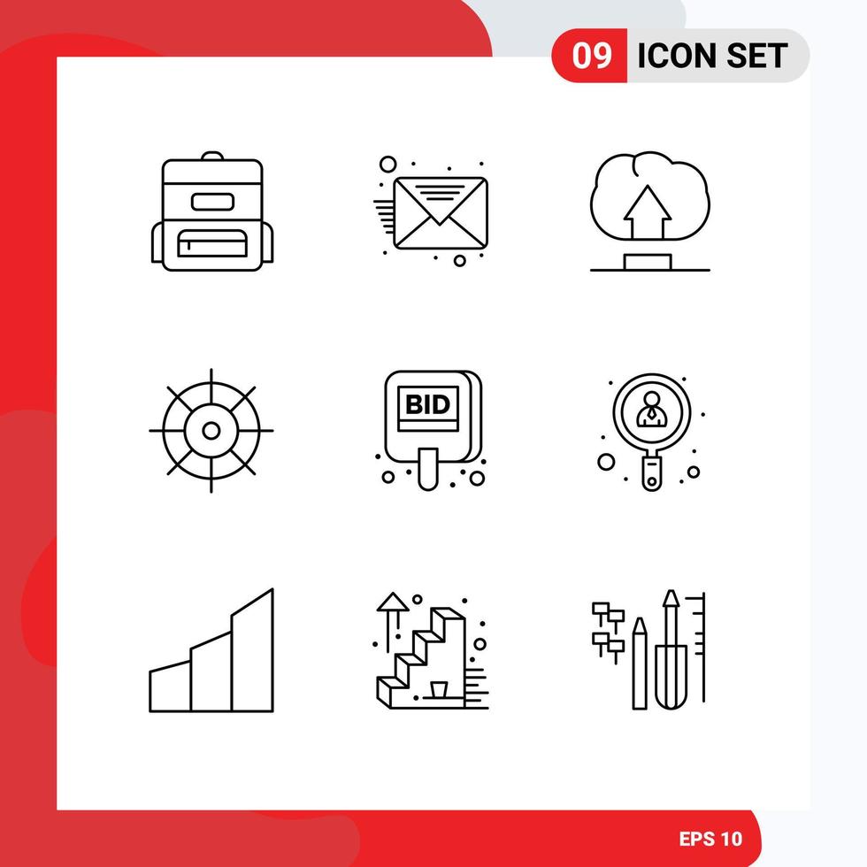 Móvel interface esboço conjunto do 9 pictogramas do empregado rótulo do utilizador competir leilão editável vetor Projeto elementos