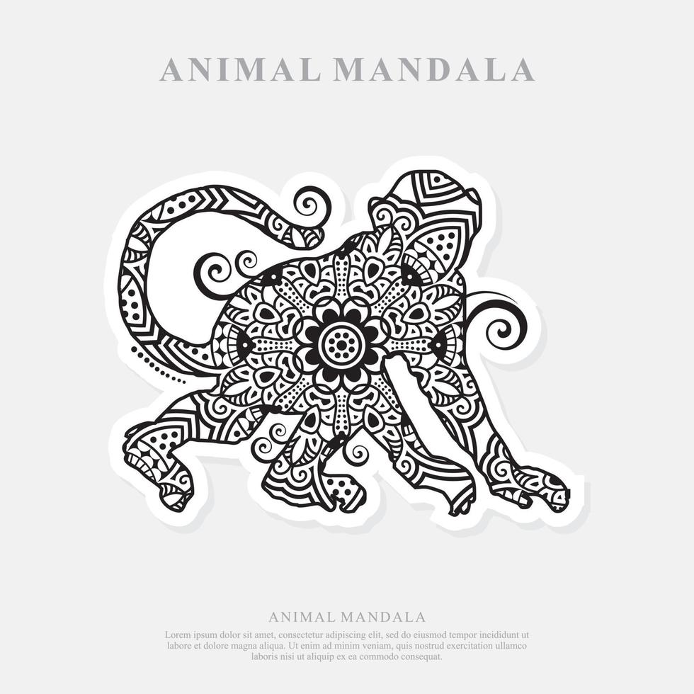 mandala de macaco. elementos decorativos vintage. padrão oriental, ilustração vetorial. vetor