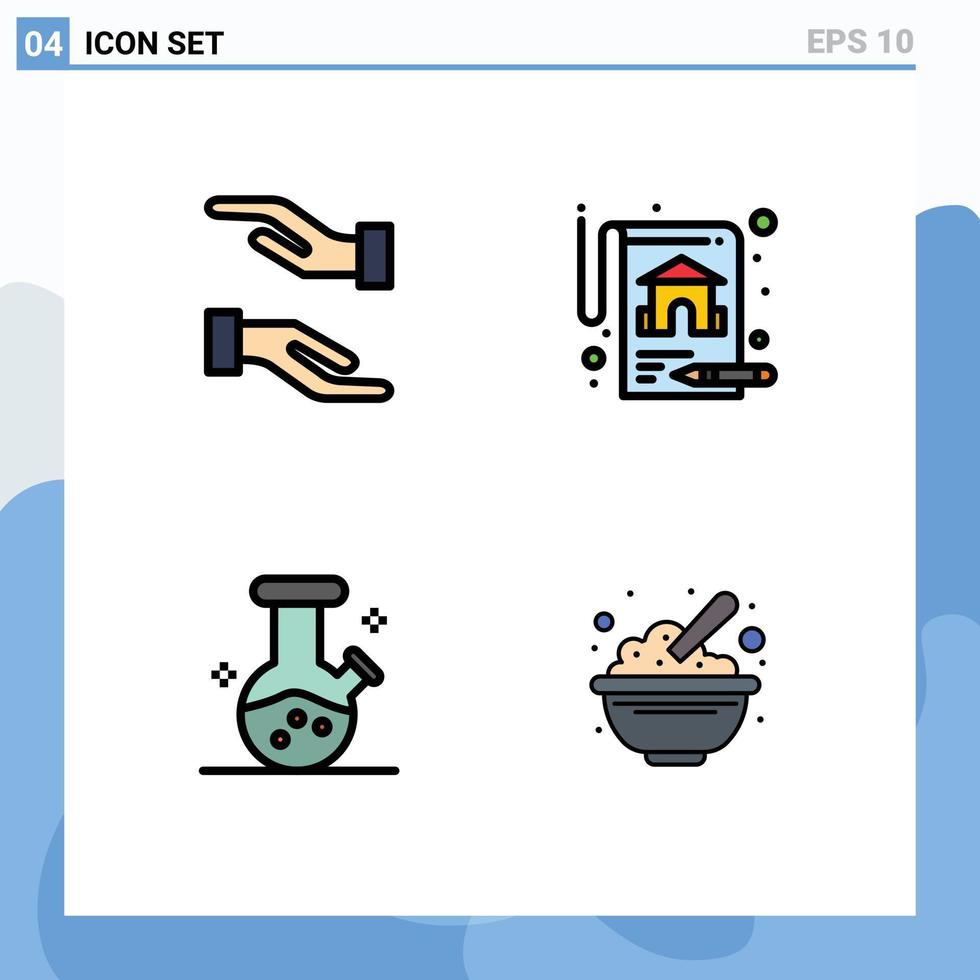 4 temático vetor linha preenchida plano cores e editável símbolos do Cuidado tigela seguro demo frasco Comida editável vetor Projeto elementos