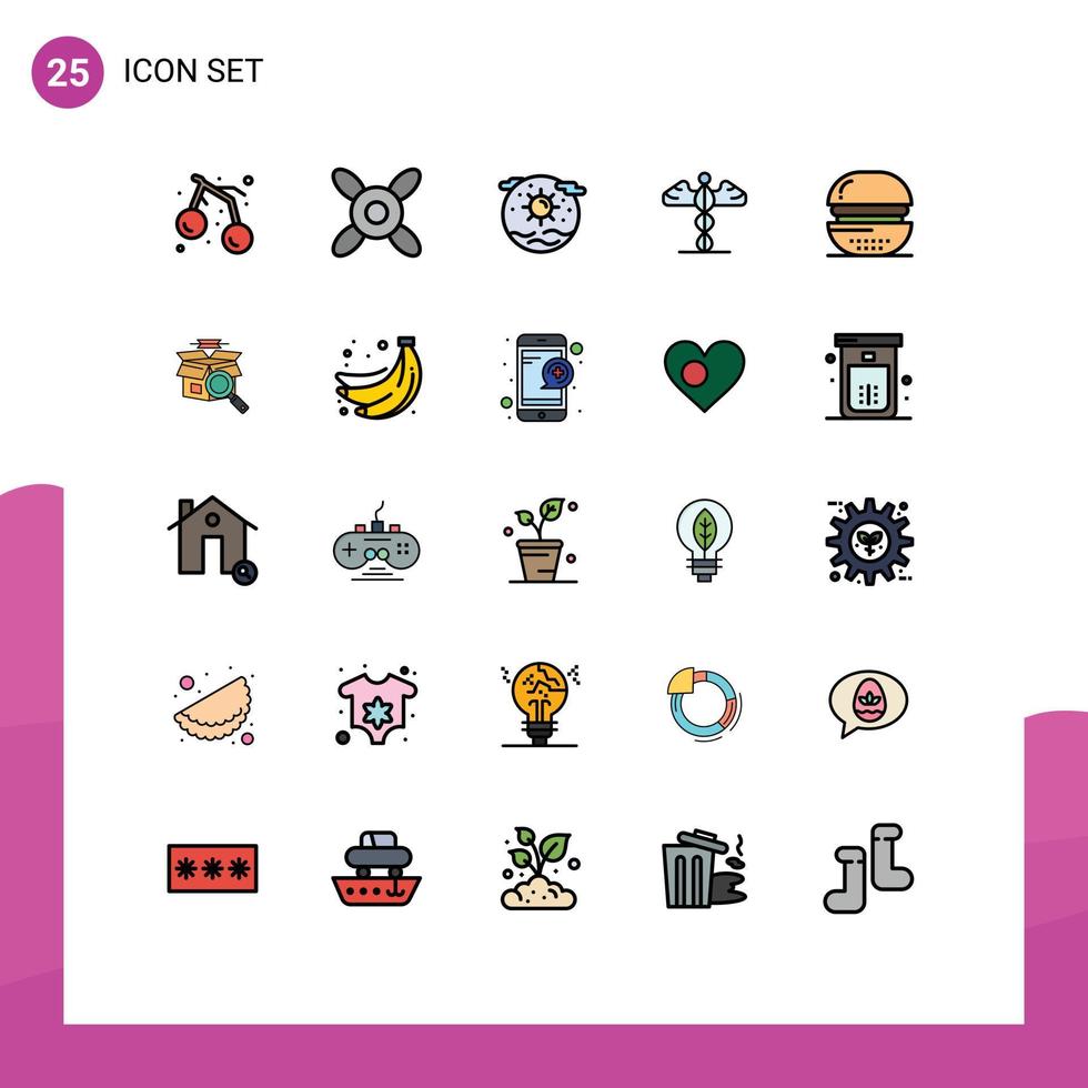 25 criativo ícones moderno sinais e símbolos do bebidas hamburguer internacional Grécia médico editável vetor Projeto elementos
