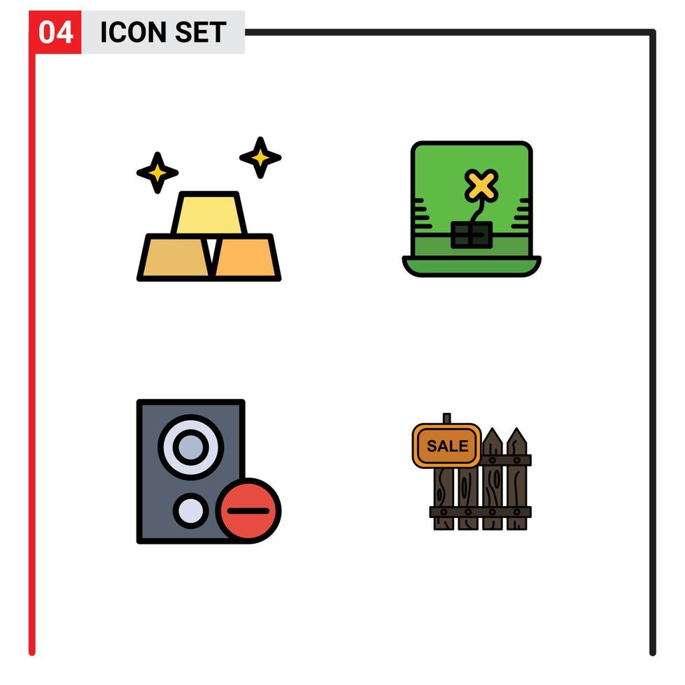 4 do utilizador interface linha preenchida plano cor pacote do moderno sinais e símbolos do finança hardware computador portátil computadores cerca editável vetor Projeto elementos