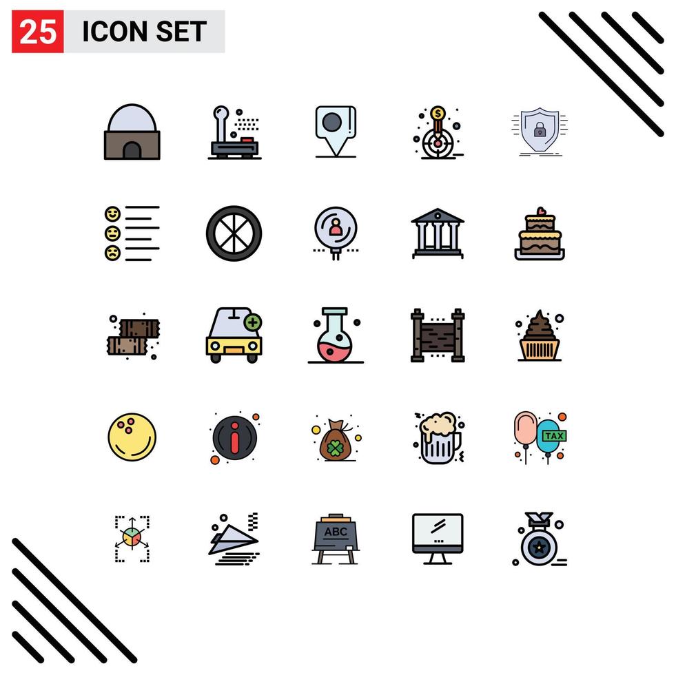 conjunto do 25 moderno ui ícones símbolos sinais para objetivo financeiro equipamento finança bandeira editável vetor Projeto elementos