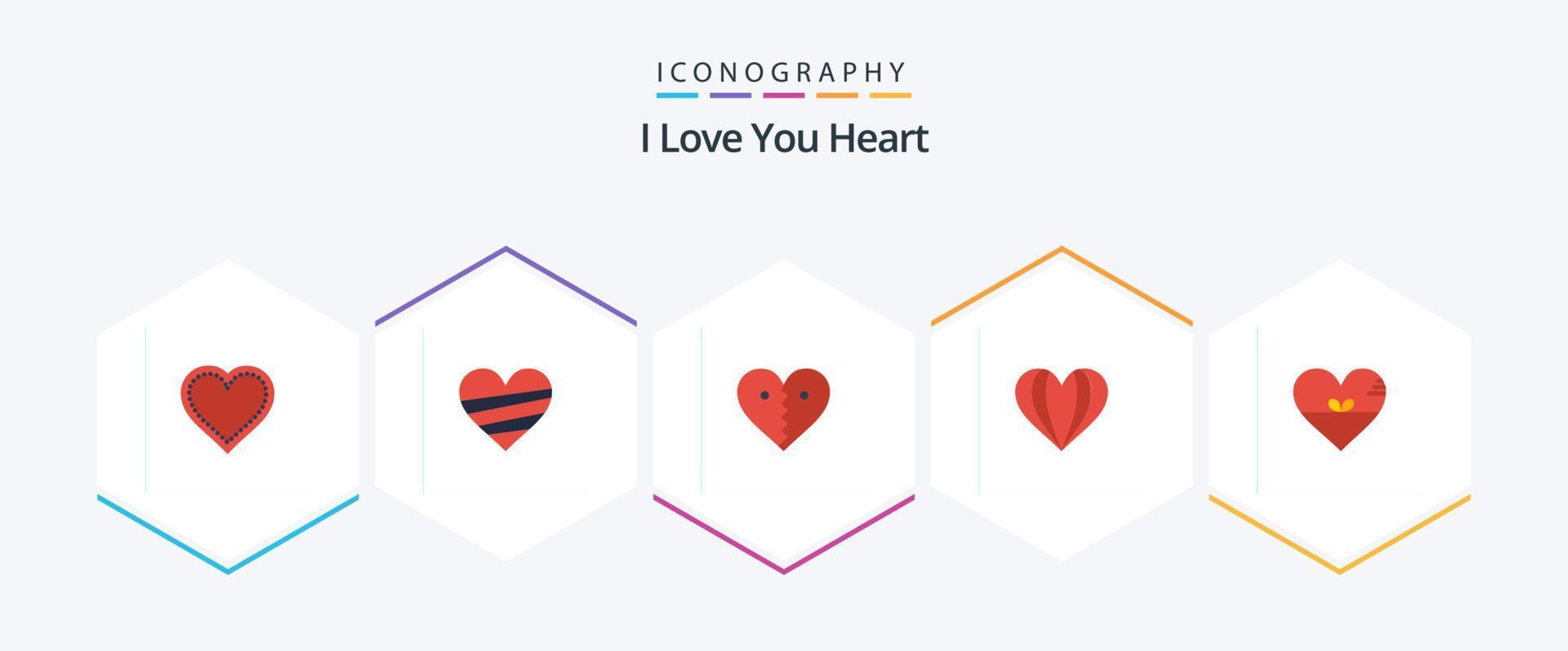 coração 25 plano ícone pacote Incluindo amar. guarda-chuva. favorito. quebrado. gostar vetor