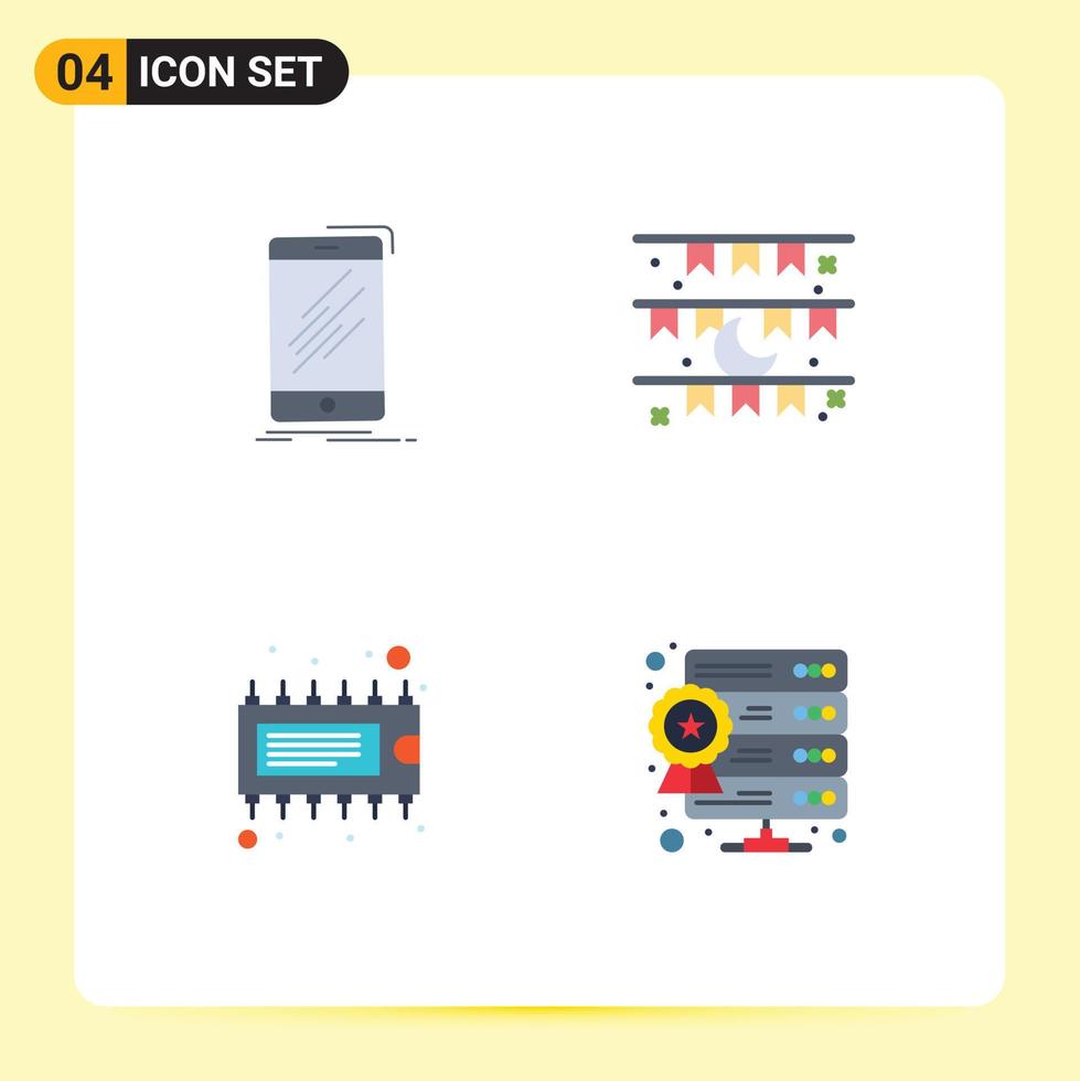 pictograma conjunto do 4 simples plano ícones do dispositivo eid Smartphone bandeira dispositivo editável vetor Projeto elementos