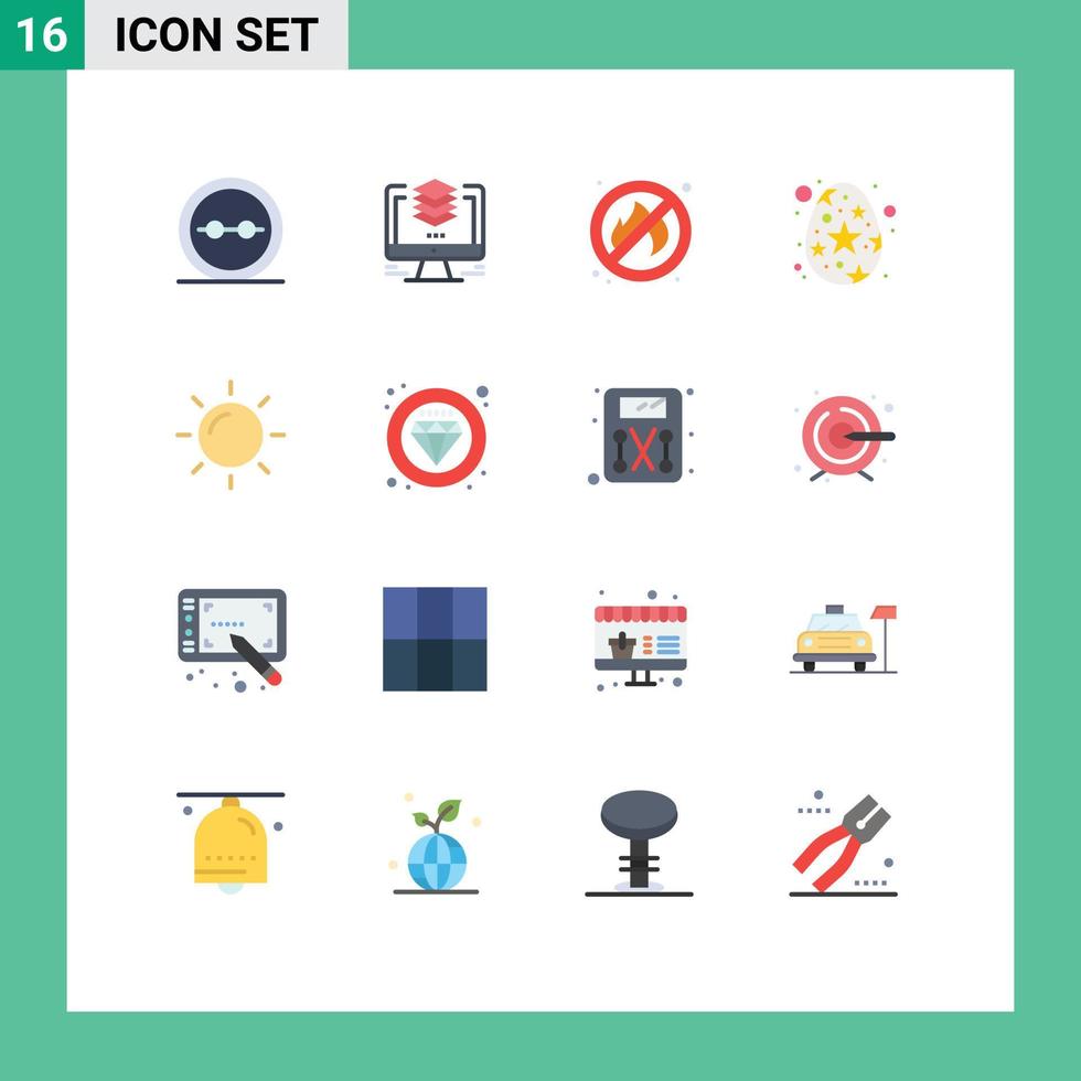 16 do utilizador interface plano cor pacote do moderno sinais e símbolos do dia Primavera computador ovo Lugar, colocar editável pacote do criativo vetor Projeto elementos