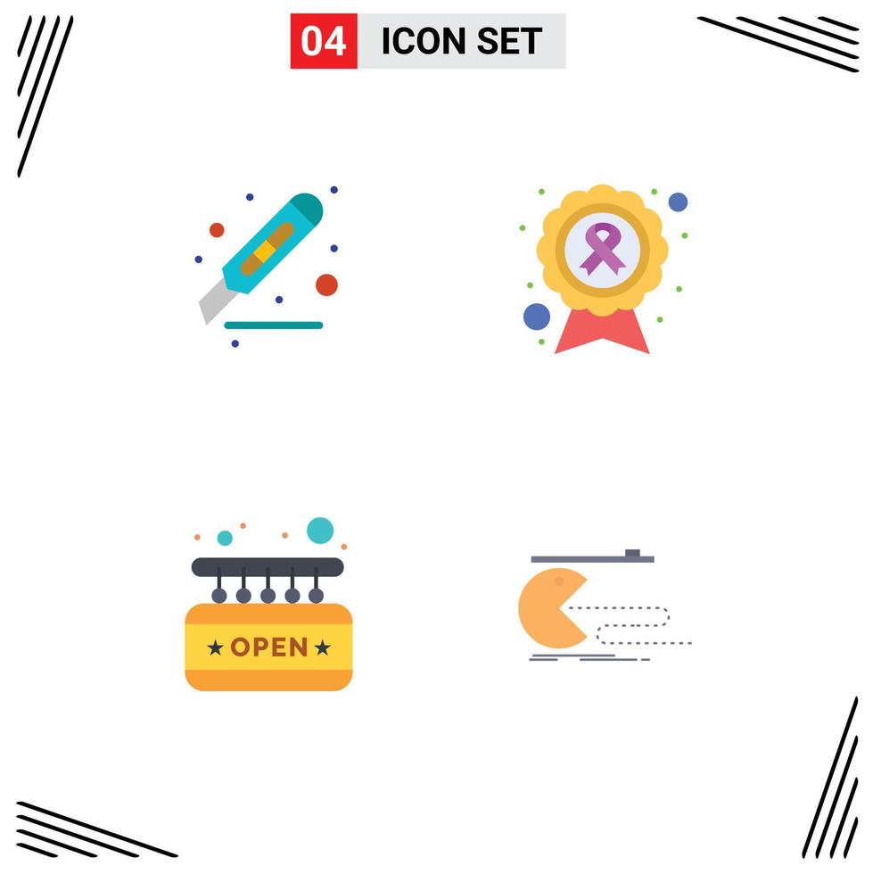 4 plano ícone conceito para sites Móvel e apps cortar doença escritório Câncer aberto editável vetor Projeto elementos