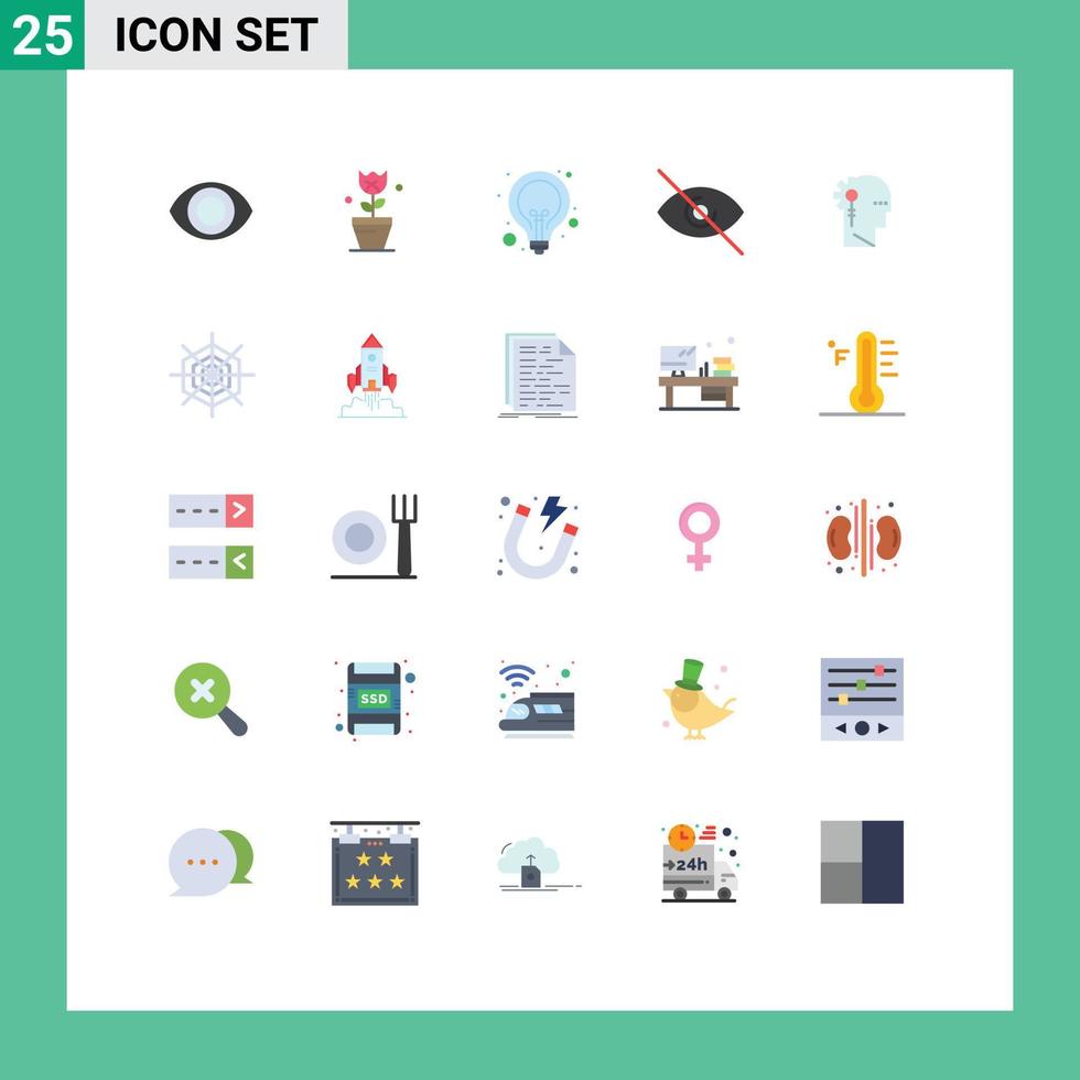 Móvel interface plano cor conjunto do 25 pictogramas do em formação crítico luminária analytics negar editável vetor Projeto elementos