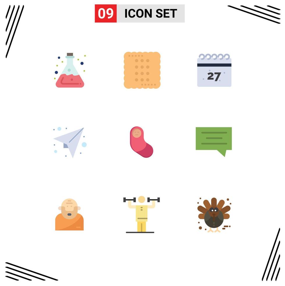 9 criativo ícones moderno sinais e símbolos do bebê plano Comida papel encontro editável vetor Projeto elementos
