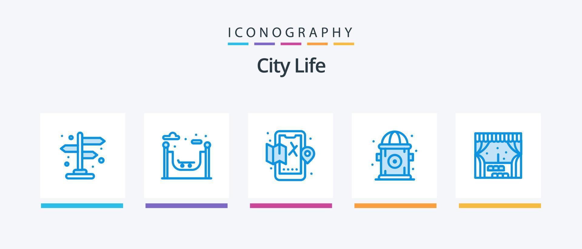 cidade vida azul 5 ícone pacote Incluindo . janela. vida. cidade. Hidrante. criativo ícones Projeto vetor