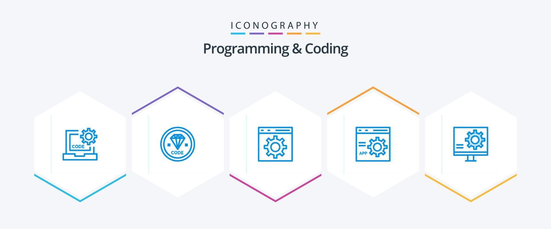 programação e codificação 25 azul ícone pacote Incluindo desenvolvimento. erro. programação. programação. desenvolve vetor