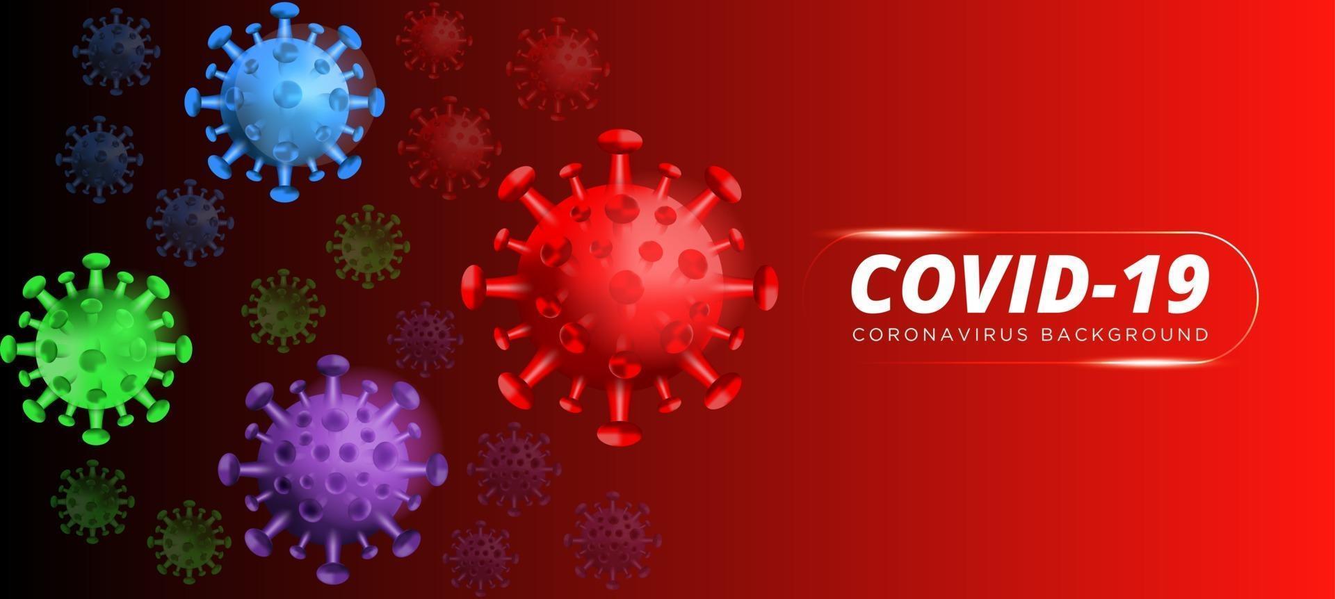 covid19. surto de coronavírus, epidemia de doença viral, renderização em 3d de vírus, ilustração de organismo. fundo com células de vírus 3d realistas. Ilustração 3D vetor