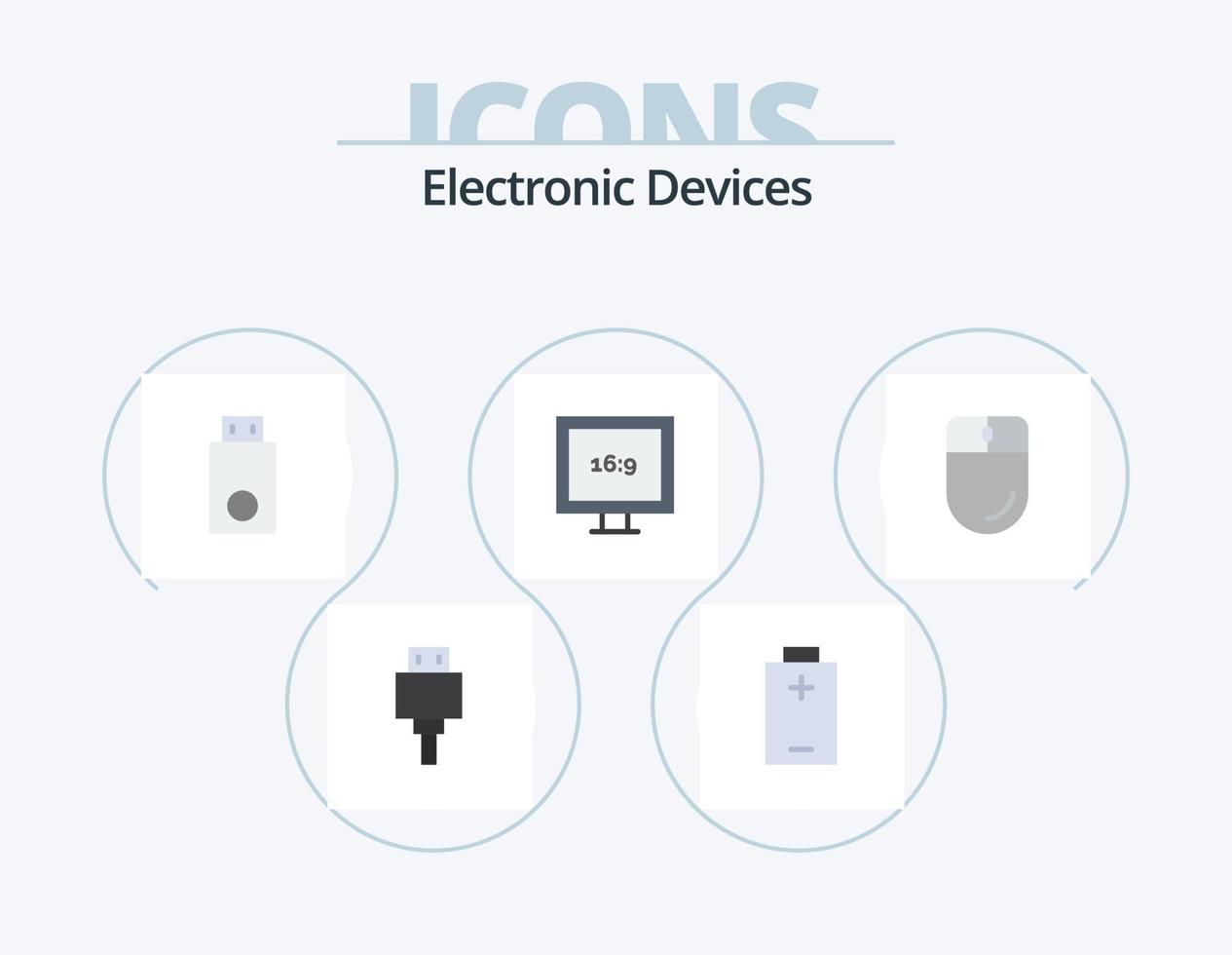 dispositivos plano ícone pacote 5 ícone Projeto. eletrônico. cursor. conector de wifi. HD. aspecto Razão vetor