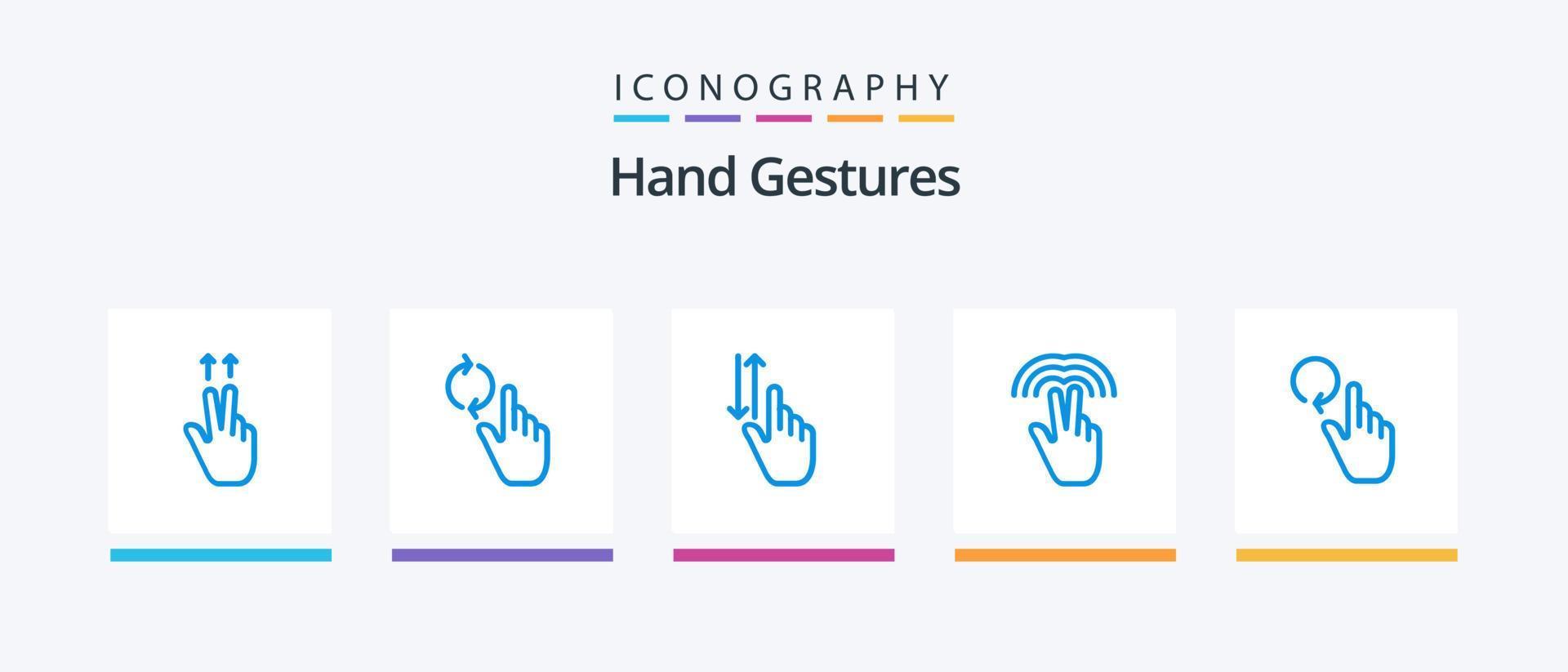 mão gestos azul 5 ícone pacote Incluindo dedo. aba. gestos. mão. dobro. criativo ícones Projeto vetor