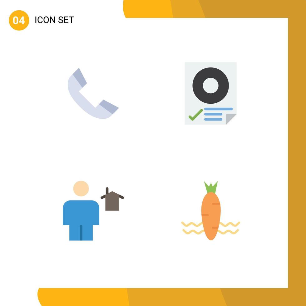 pacote do 4 criativo plano ícones do ligar avatar Telefone marca casa editável vetor Projeto elementos