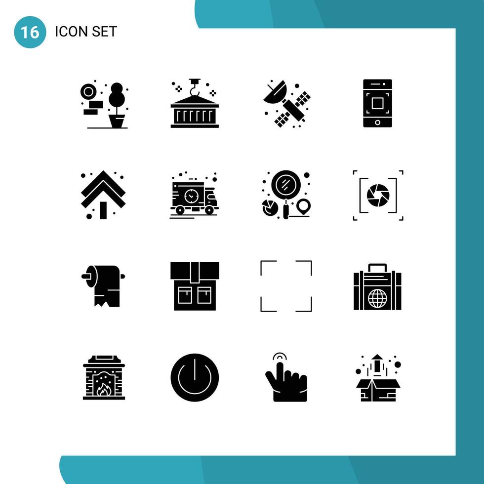 estoque vetor ícone pacote do 16 linha sinais e símbolos para Setas; flechas tecnologia espaço Smartphone Câmera editável vetor Projeto elementos