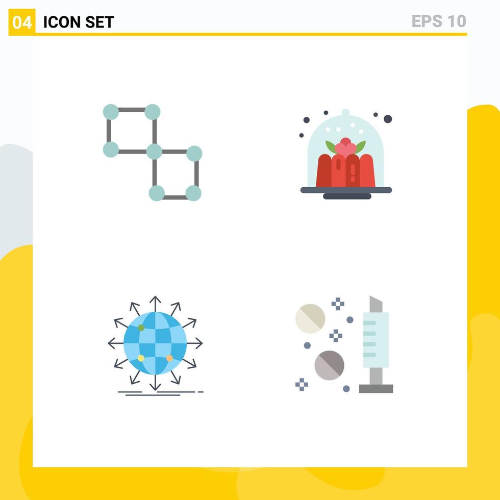 Móvel interface plano ícone conjunto do 4 pictogramas do limite globo espaço bolo seta editável vetor Projeto elementos