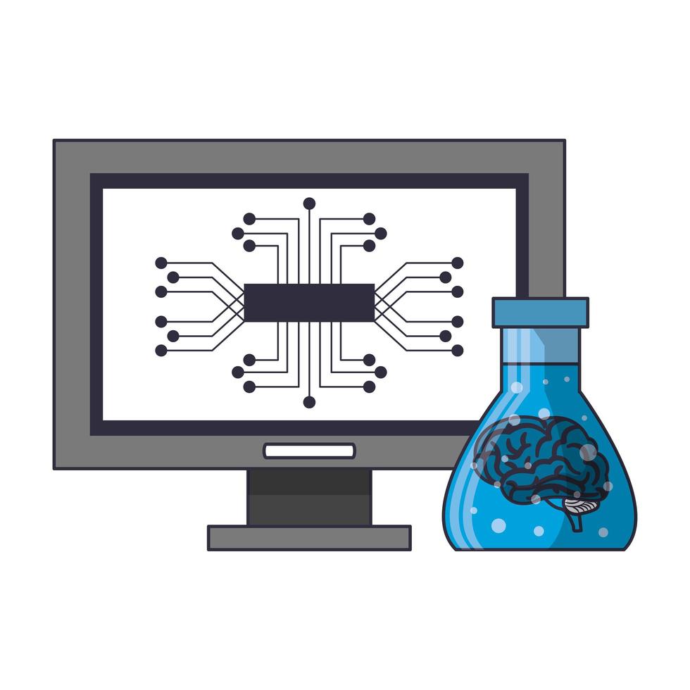 cartoon conceito de ícones de inteligência artificial vetor