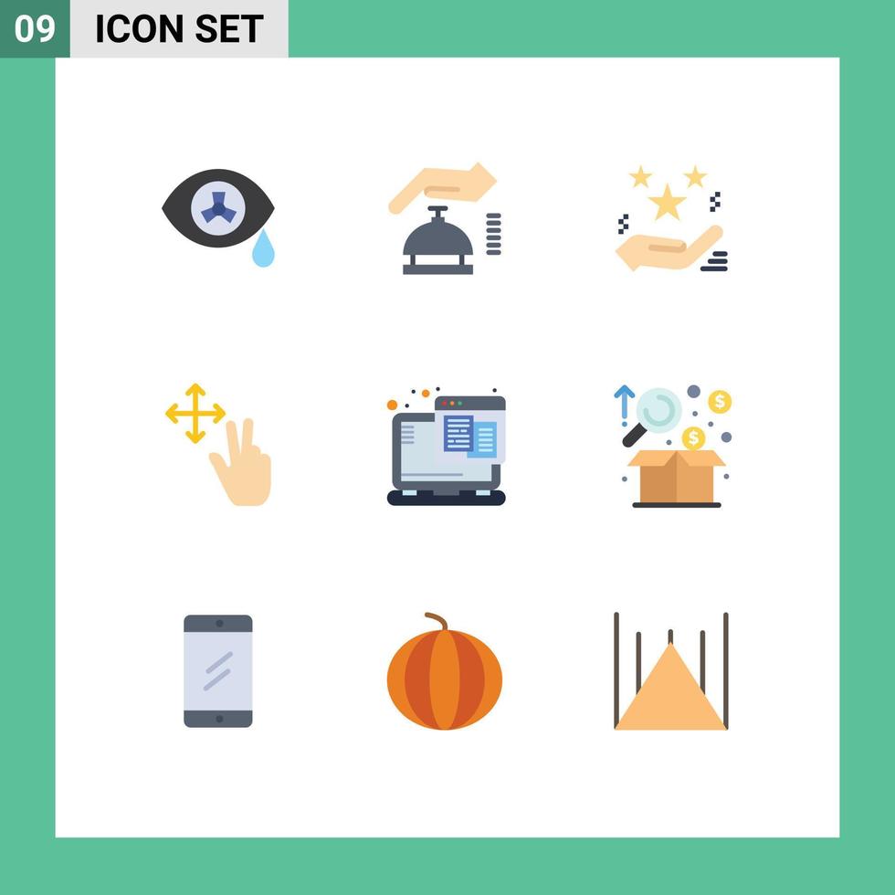 9 do utilizador interface plano cor pacote do moderno sinais e símbolos do rede hospedagem tecnologia Magia aguarde dedo editável vetor Projeto elementos