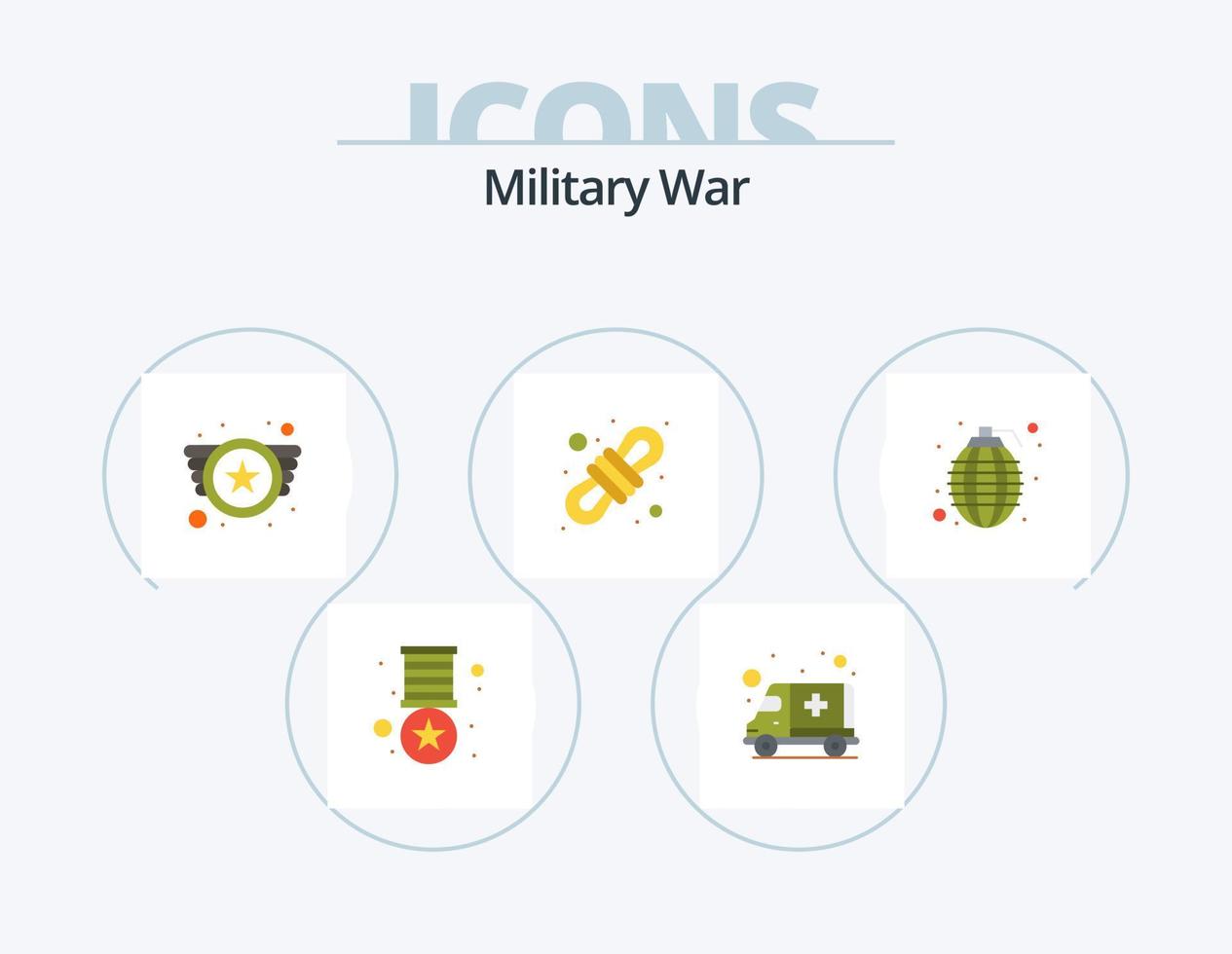 militares guerra plano ícone pacote 5 ícone Projeto. arma. bombear. exército. acampamento vetor