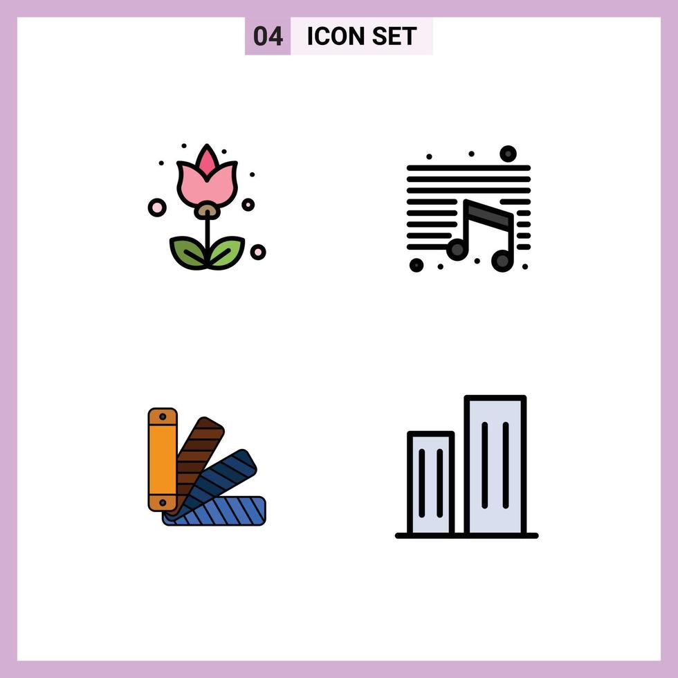 conjunto do 4 moderno ui ícones símbolos sinais para flor palete flor Educação amostra editável vetor Projeto elementos